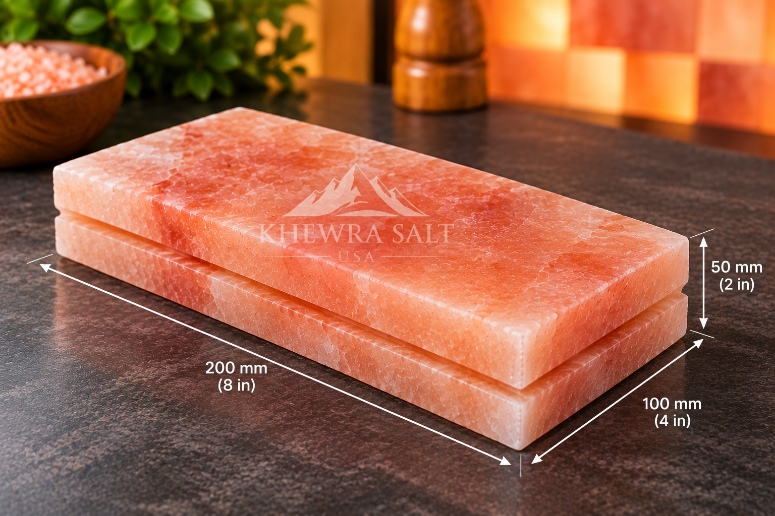 Grooved Himalayan Salt Bricks 8" × 4" × 2"